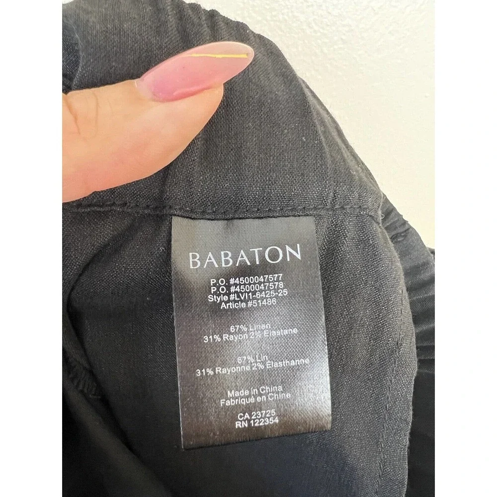 Babaton Black Errol Linen Ankle Pants S Trouser Pockets Drawstring Elastic Waist
